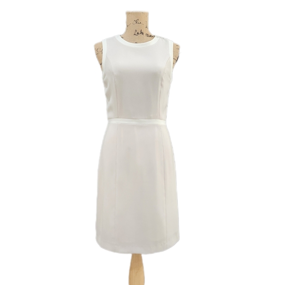 Vintage J. Crew White Sleeveless Sheath Mini Dress,Ecru/White Womens Small - Picture 1 of 4
